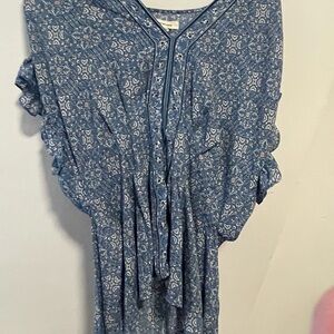 Max Studio Blue and White Patterned Dress